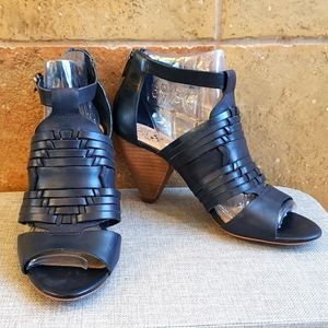 Vince Camuto Deep Navy Leather Block Heels